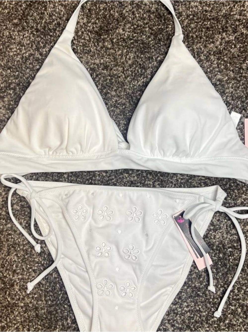 Victoria's Secret Push-up Halter triangle Top & Eyelet Cheeky Bottoms Bikini Set